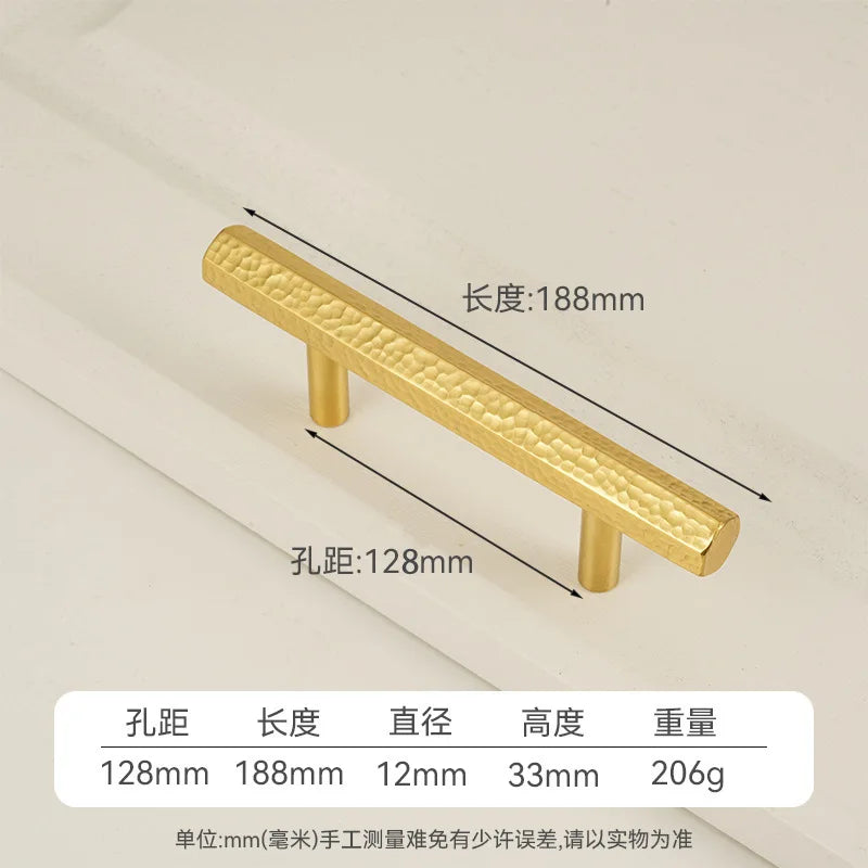 Solid Brass Wardrobe Handles Hammered Texture Handles Gold