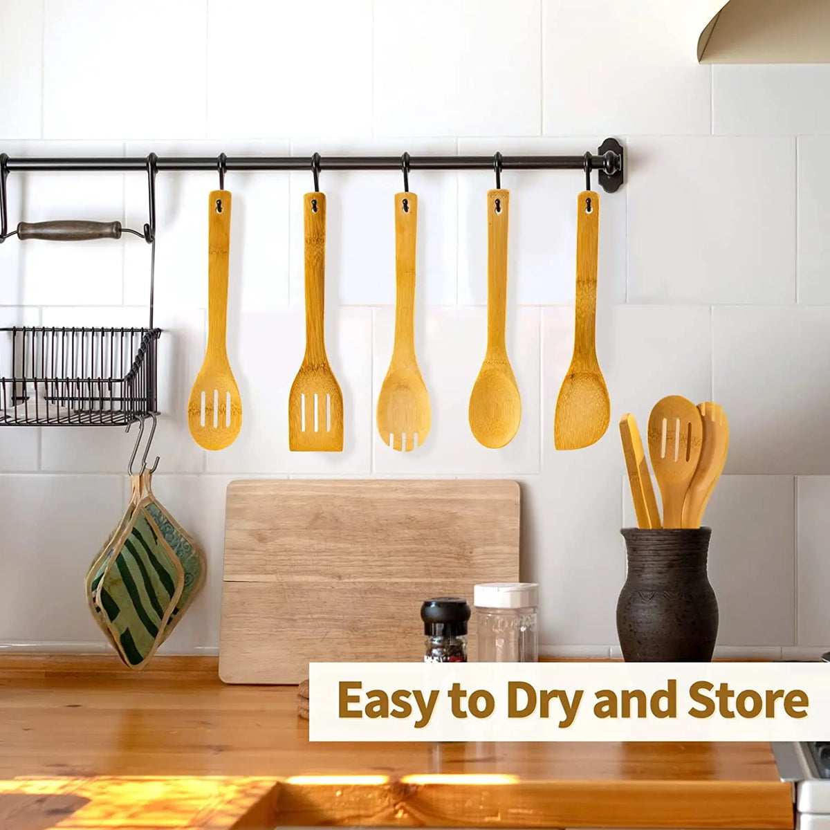 Wooden Spoons Cooking 6-Piece Nonstick Bamboo Cooking Utensils
