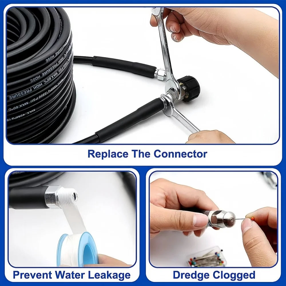 5m-50m Sewer Drainage Cleaning Hose Pipe Cleaning Kit
