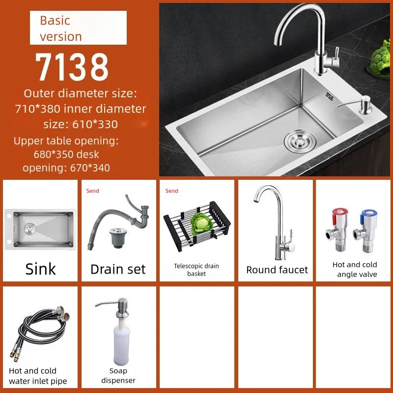 Stainless Steel Sink Narrow Long Model Side Hole