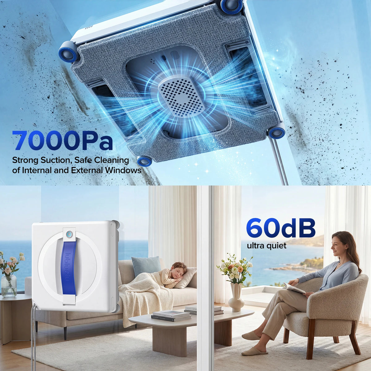Robot Window Cleaner Lubluelu W100 Dual Water Spray