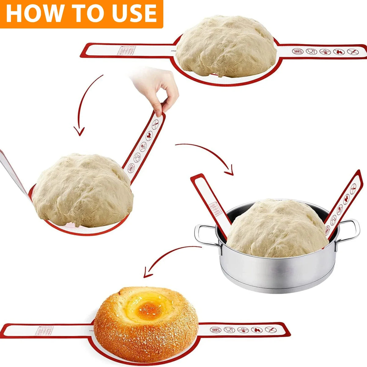 Silicone Baking Mat Long Handles Kneading Pad Dough