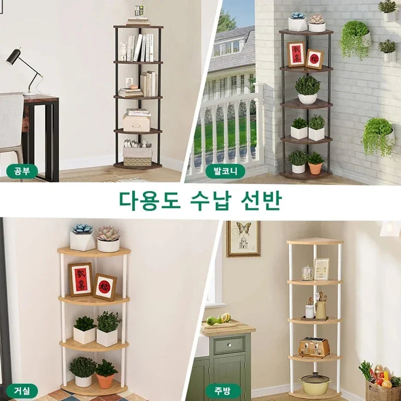 Multi-Layer Storage Rack Wall Corner Shelf Living