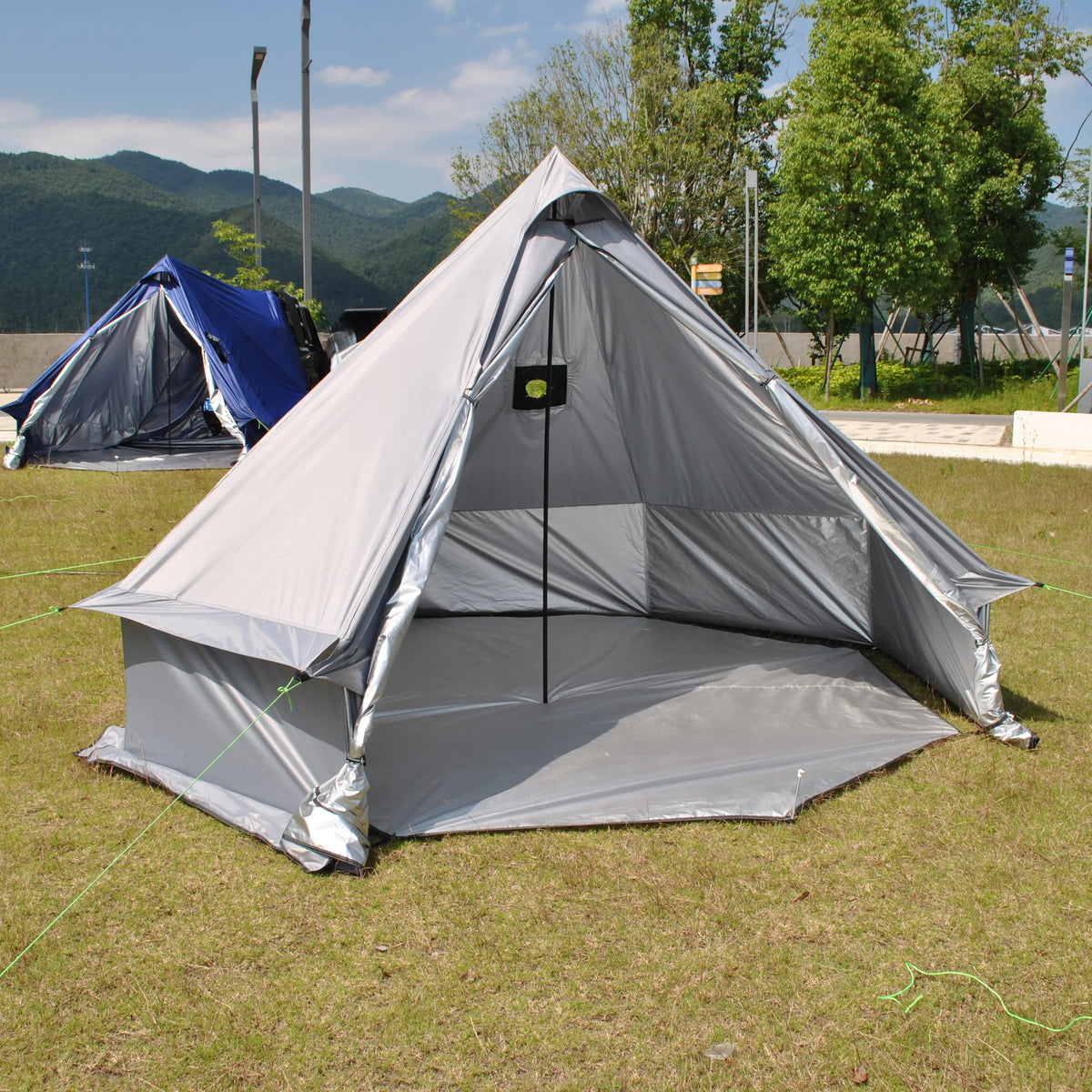 Person Large Pyramid Tent Four Seasons Camping Chimney