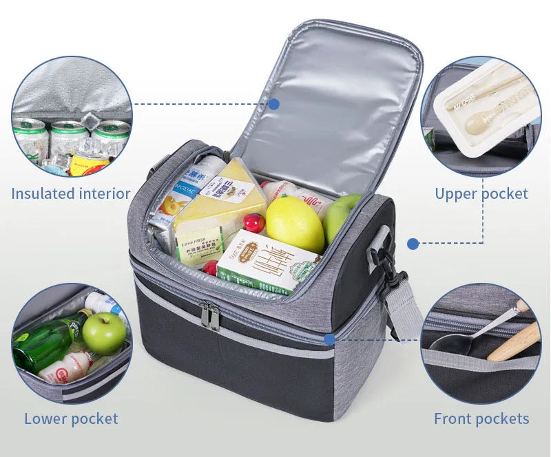 Oxford Large Capacity Cooler Bag Waterproof Zipper Thermal