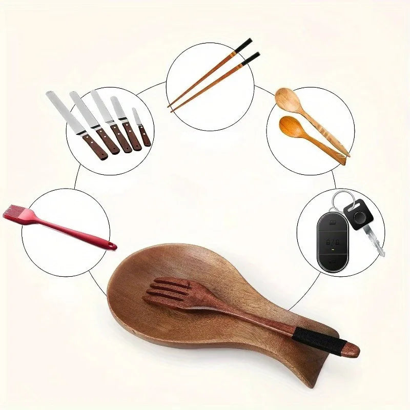 1pc Elegant Wooden Spoon Chopstick Holder Organizer Soup