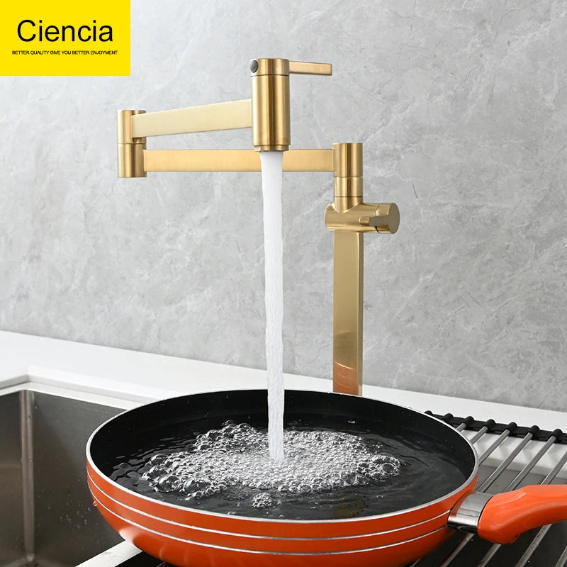 Ciencia Brass Pot Filler Faucet Deck Mount Stove