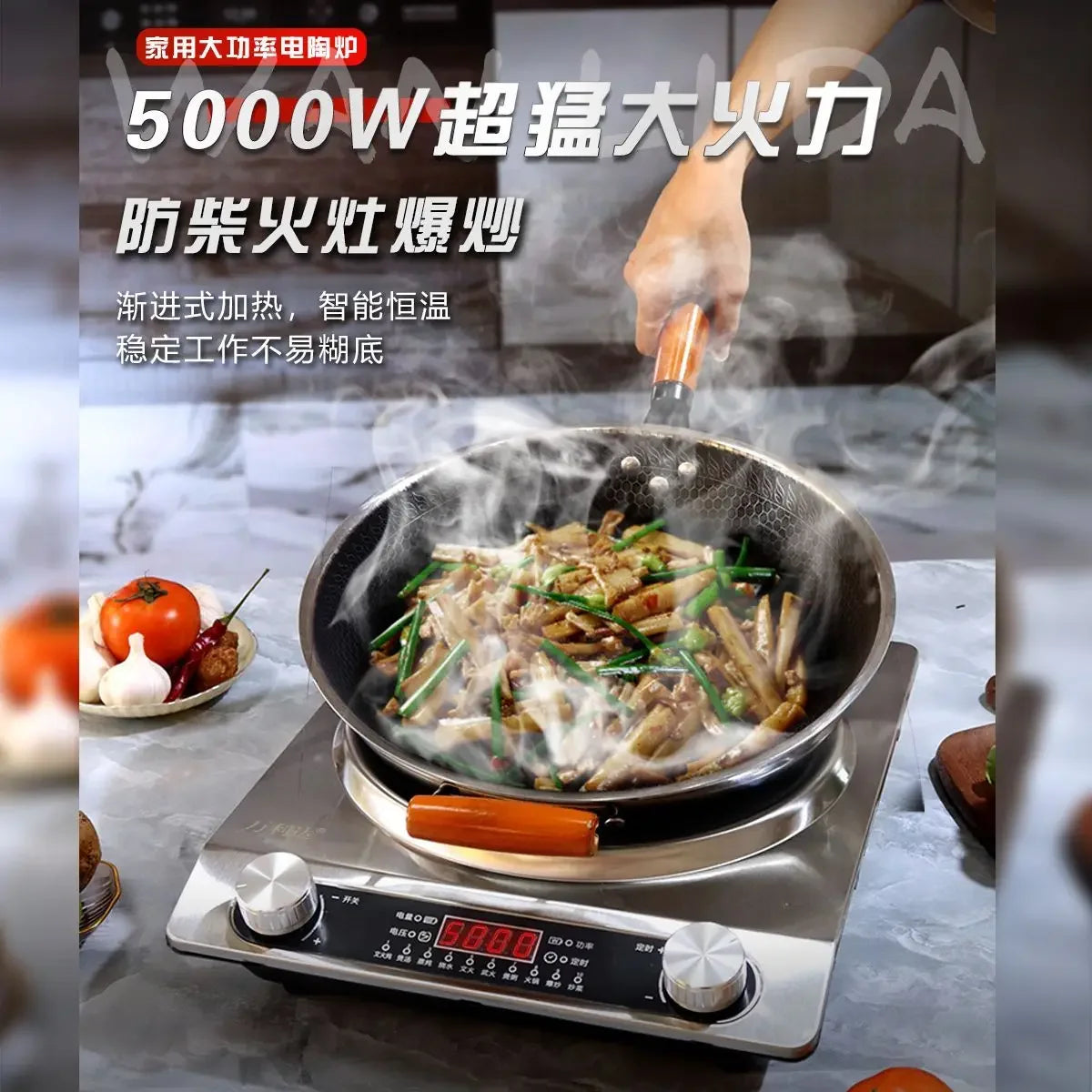 High-Power Electric Ceramic Stove 5000w Concave Flat Pot