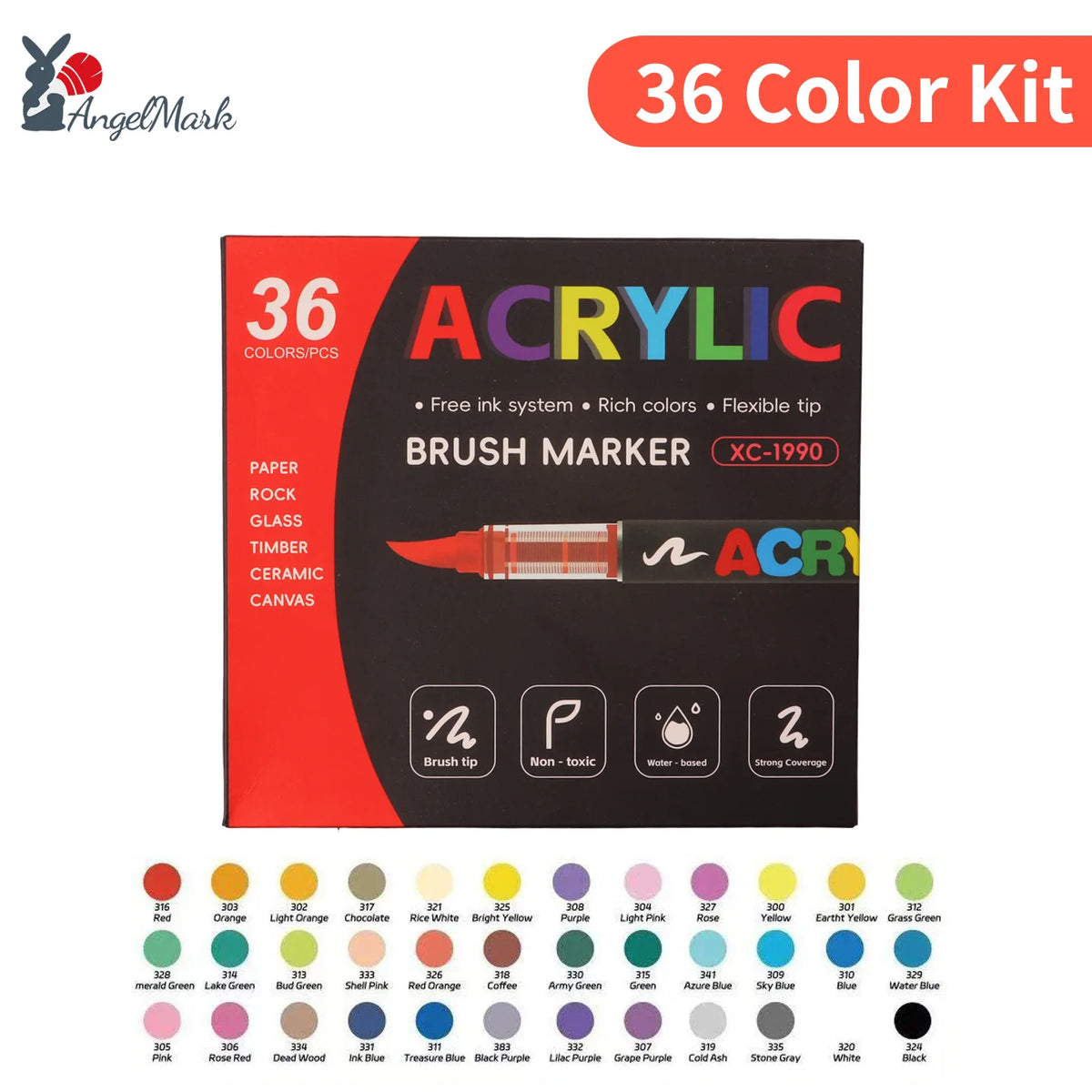 12-168 Colors Acrylic Paint Pen Marker Brush Tip