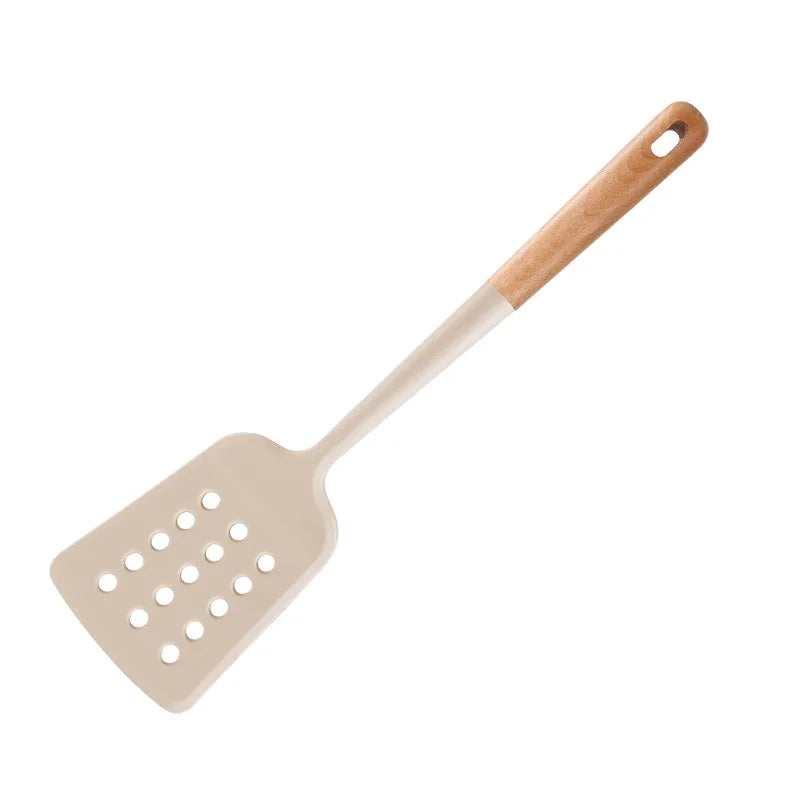 Silicone Cooking Utensils Durable Hardwood Handle Heat Resistant