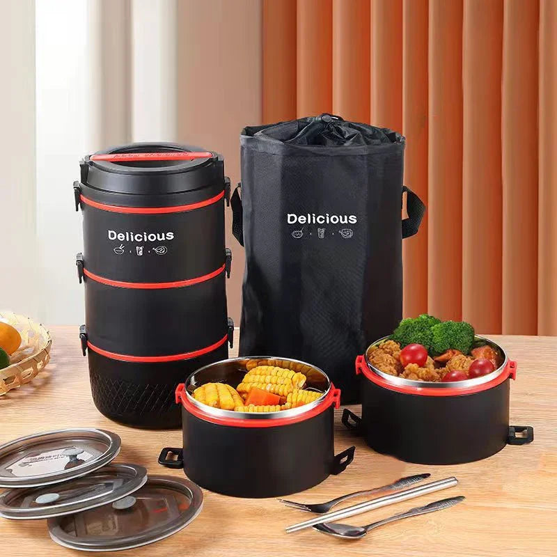 Layer Stainless Steel Lunch Box Kids Student Office