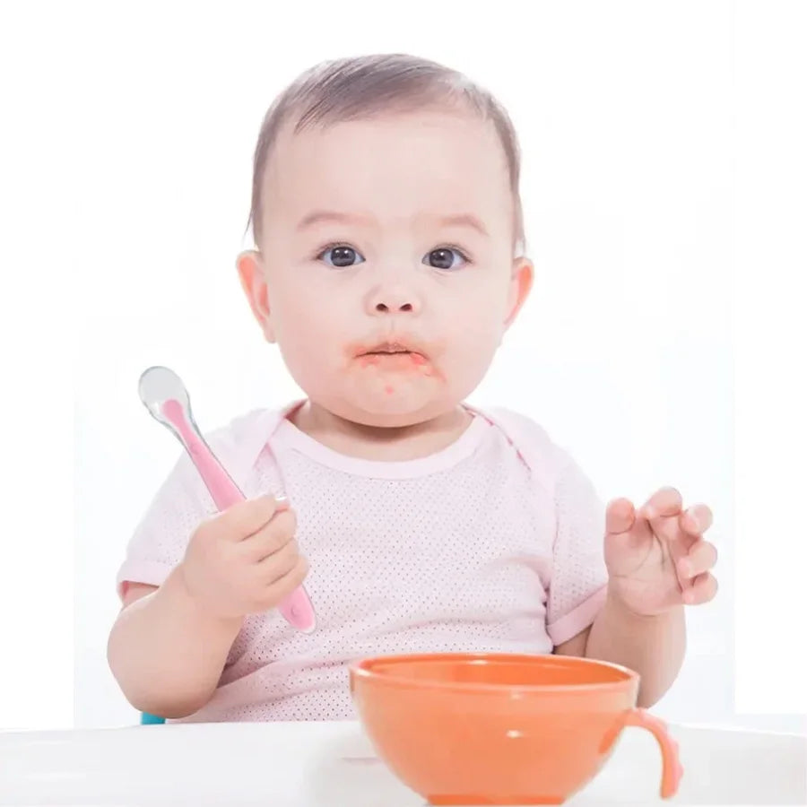 Baby Silicone Spoon Learning Spoon Love Pattern Tableware
