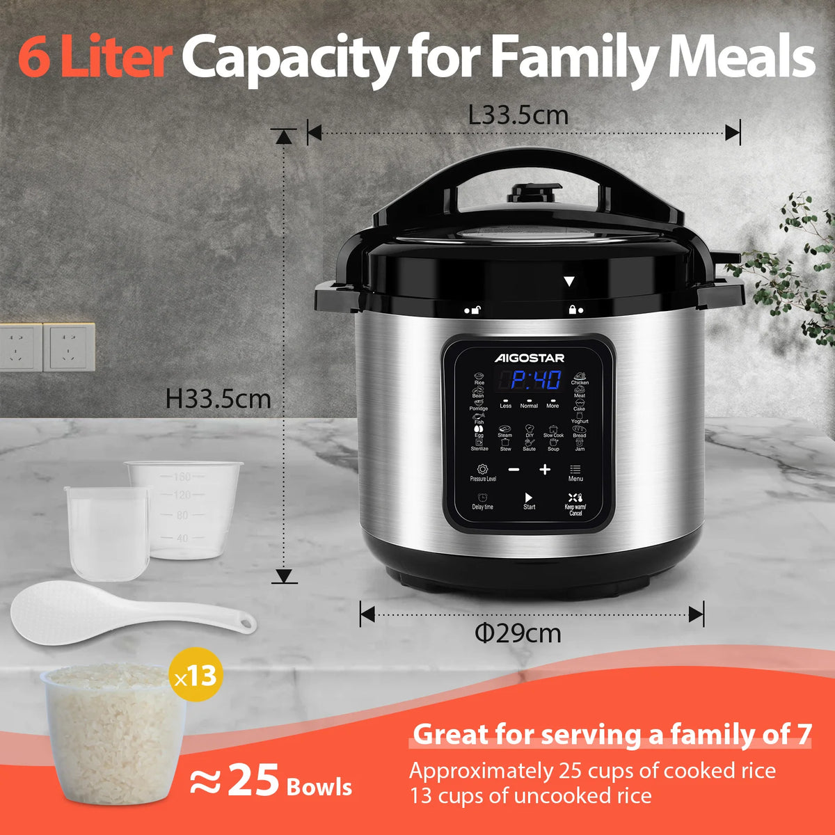 Aigostar 18-In-1 Electric Pressure Cooker Litres Programmable Pot