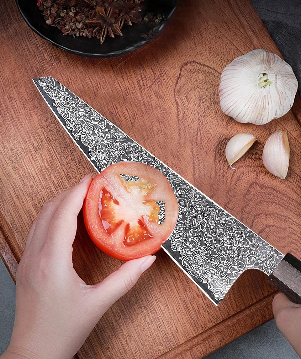 Turwho Japanese Hand Forged Honesuki Chef Knife Damascus