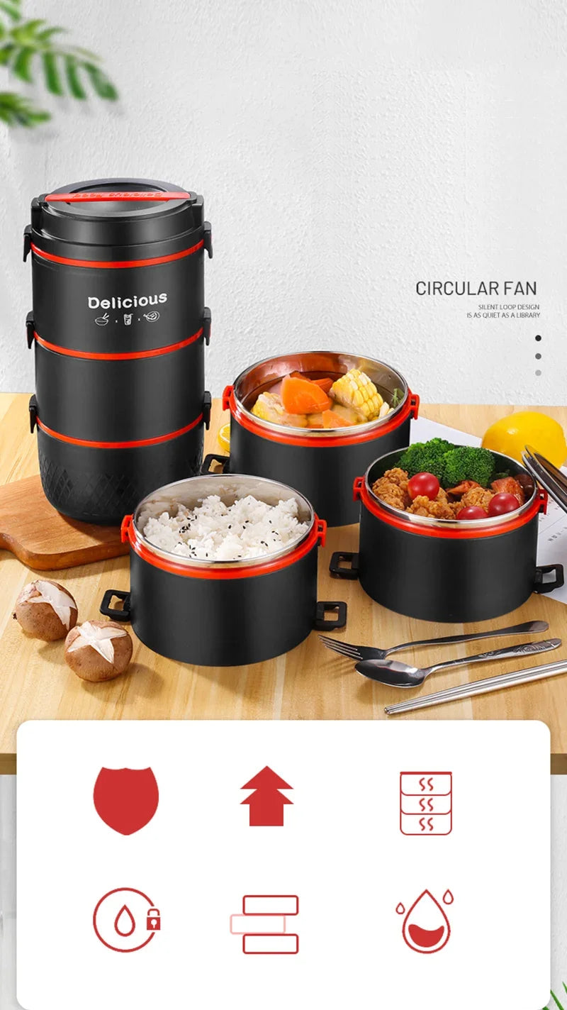 Layer Stainless Steel Lunch Box Kids Student Office