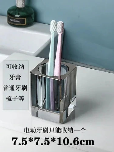 Crystal Glass Bathroom Kit Couple Mouthwash Cup Tray