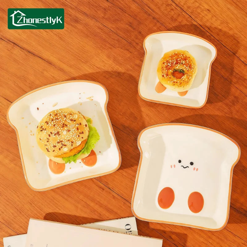 Cute Toast Bread Shaped Ceramic Dishes Seasoning Dish