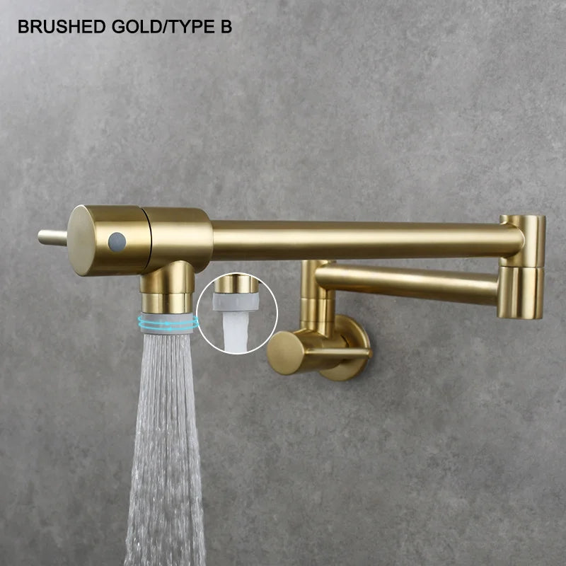 Brass Pot Filler Tap Wall Mount Foldable Faucet
