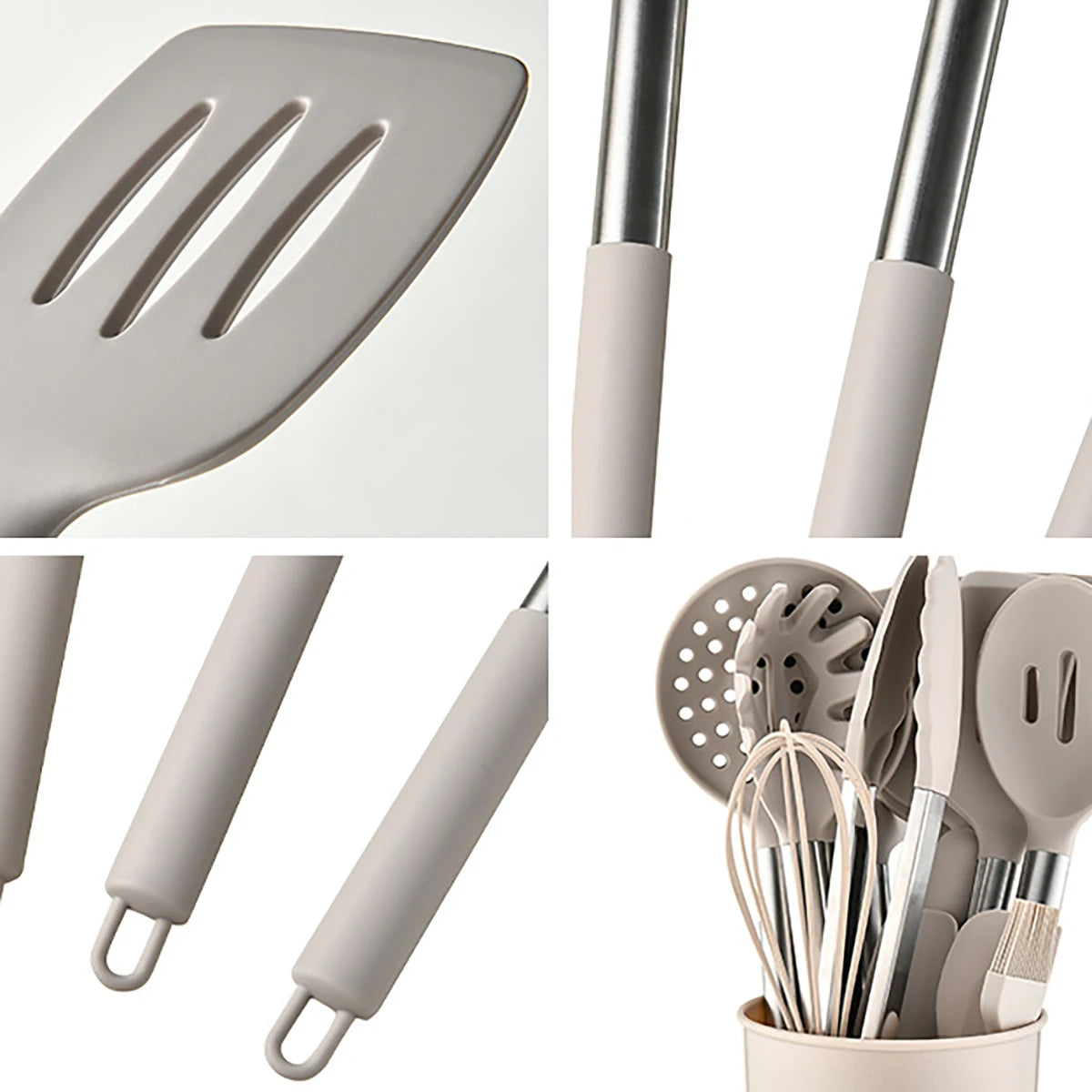 15pcs Silicone Kitchenware Stainless Steel Handle Cooking