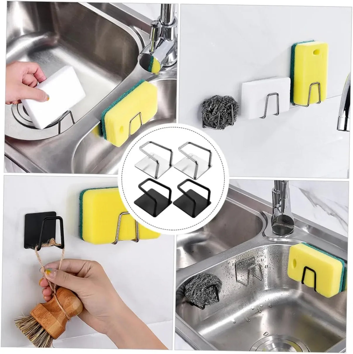 Sponge Rack Self-Adhesive Sink Sponge Drain Rack 304