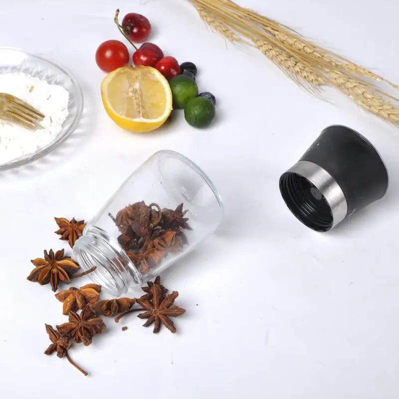 Salt Pepper Grinder Stainless Steel Glass Spice Bottle
