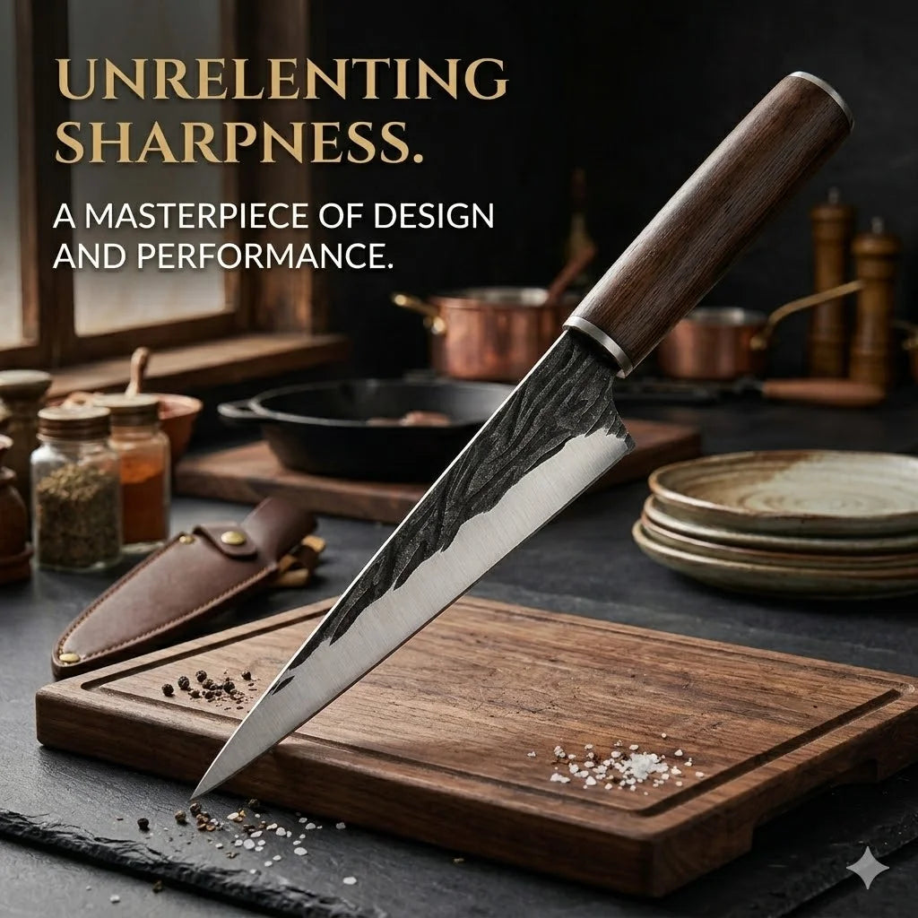 Stainless Steel Boning Knife Slicing Chef Knife Wooden