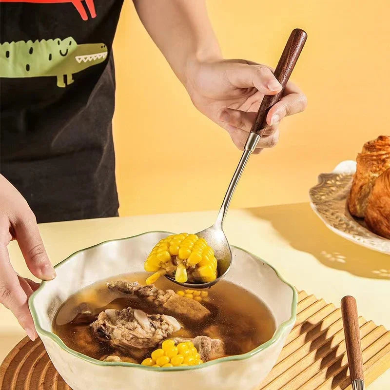 Walnut Handle Utensils Stainless Steel Cake Knife Shovel