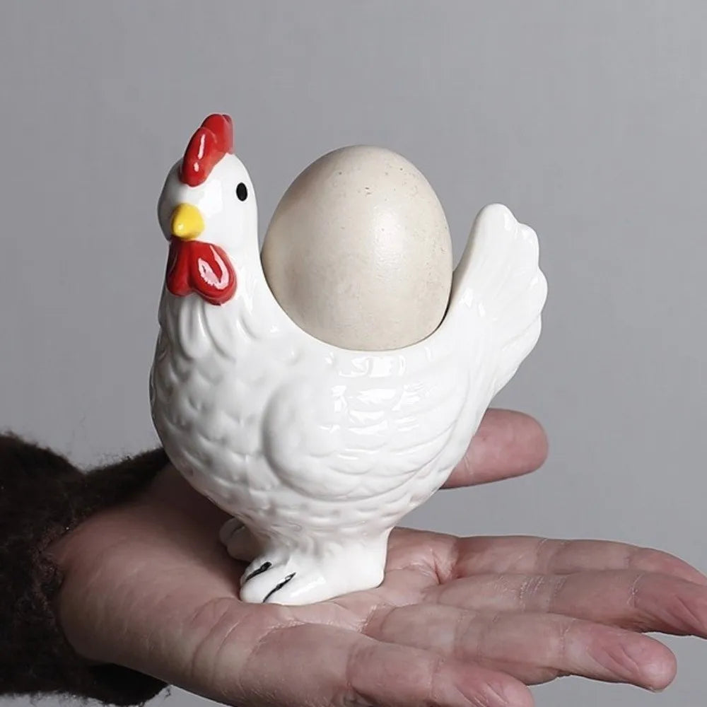 Unique Chicken Shape Ceramic Egg Cup Cartoon Decorative