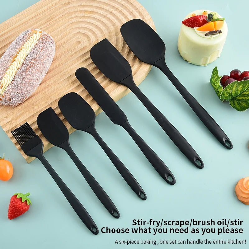 Silicone Kitchenware 6-Piece Cream Scraper Spatula Oil Brush
