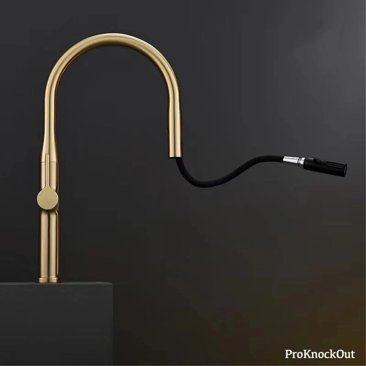 Luxury Brushed Gold Brass Pull Out Faucet Ceramic