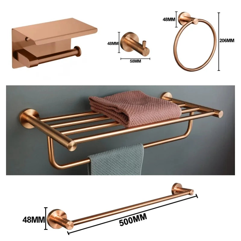 Brushed Rose Gold Bathroom Hardware Towel Ring Towel