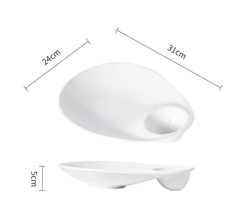 1pc White Ceramic Dumpling Plate Vinegar Dish Special