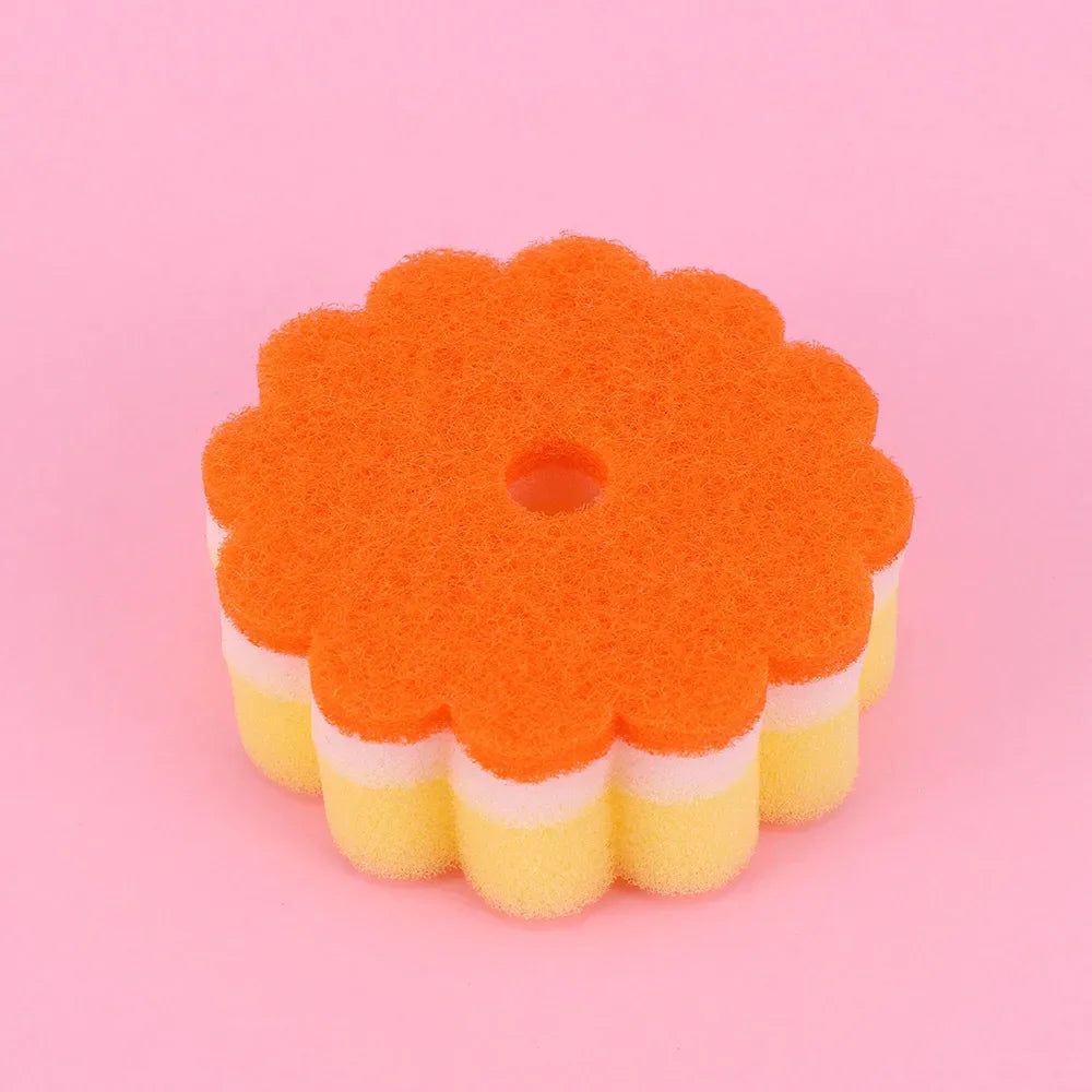 Practical Sponges Scouring Pads Flower Shape Sponge Brush