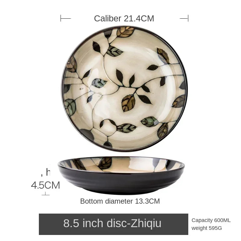Chinese-Style Ceramic Deep Plate Salad Plate Disc Personality