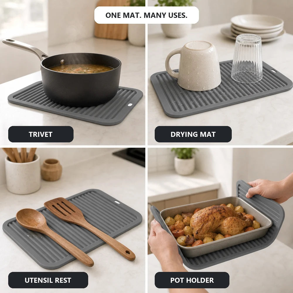 1pc Silicone Dish Drying Mat Silicone Trivets Pots