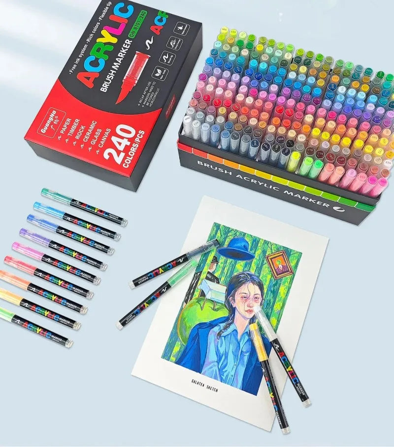 Guangna 12-360 Colors Acrylic Paint Pens Pencil Brush