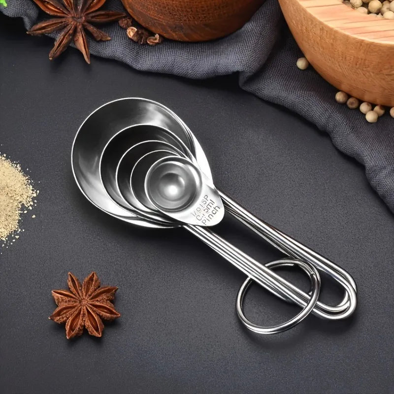 5pcs/Set Stainless Steel Measuring Cups Spoons Baking Scale