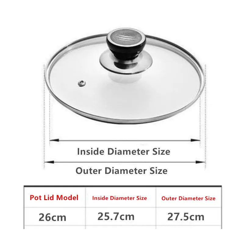16-32cm Tempered Glass Pot Cover Anti-Scalding Circular Frying