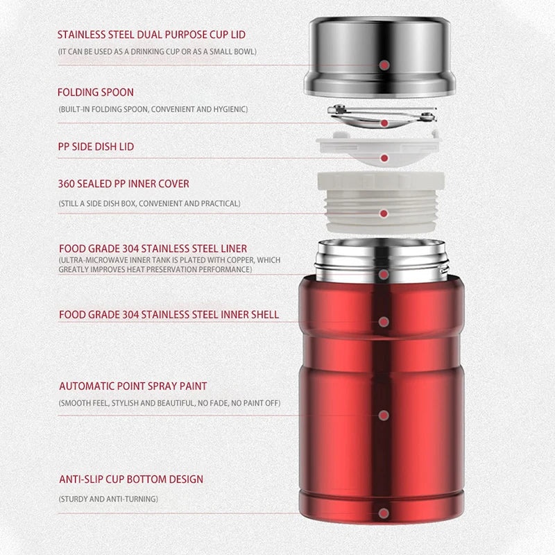 500/750ml Stainless Steel Food Container Food Thermal Jar