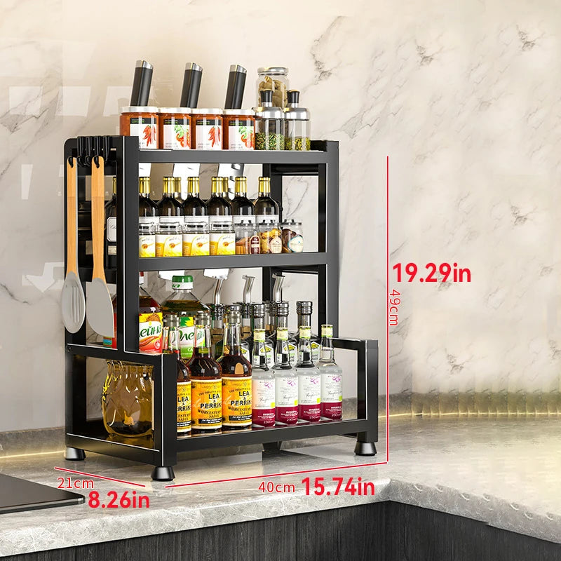 2-3 Tier Adjustable Metal Spice Rack Storage Box