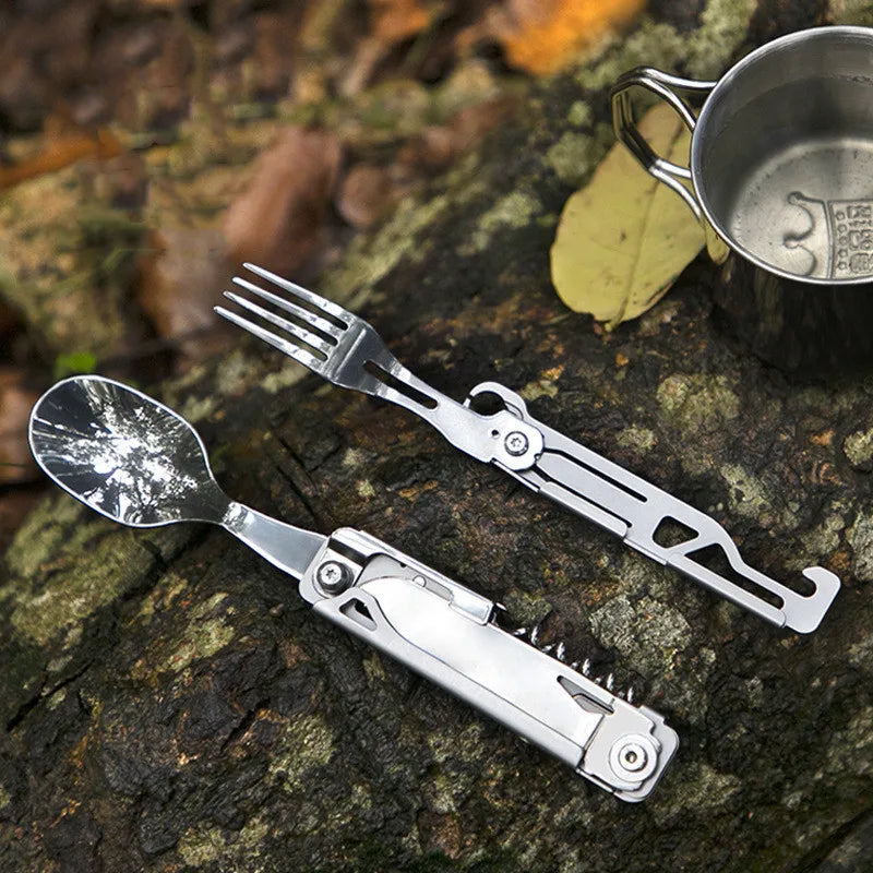 Multi-Function Camping Fork Spoon Foldable Knife Fork Spoon