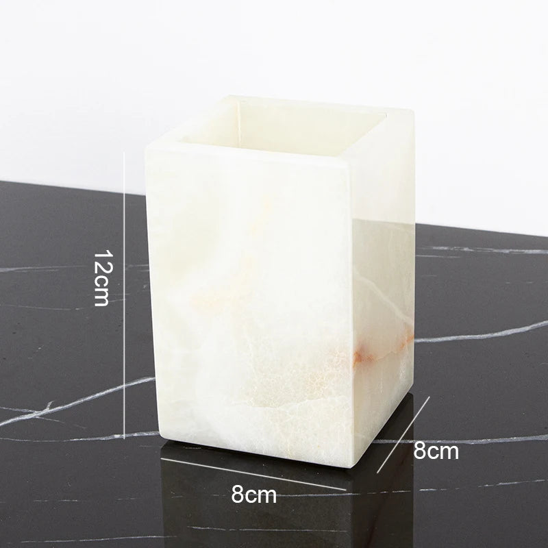 White Onyx Natural Marble Bathroom Luxury Soap Dispenser