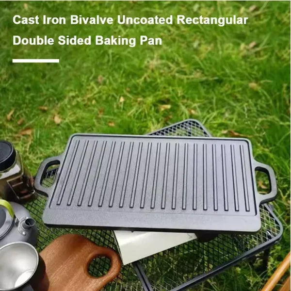 Cast Iron Reversible Grill Griddle Double Sided Grill