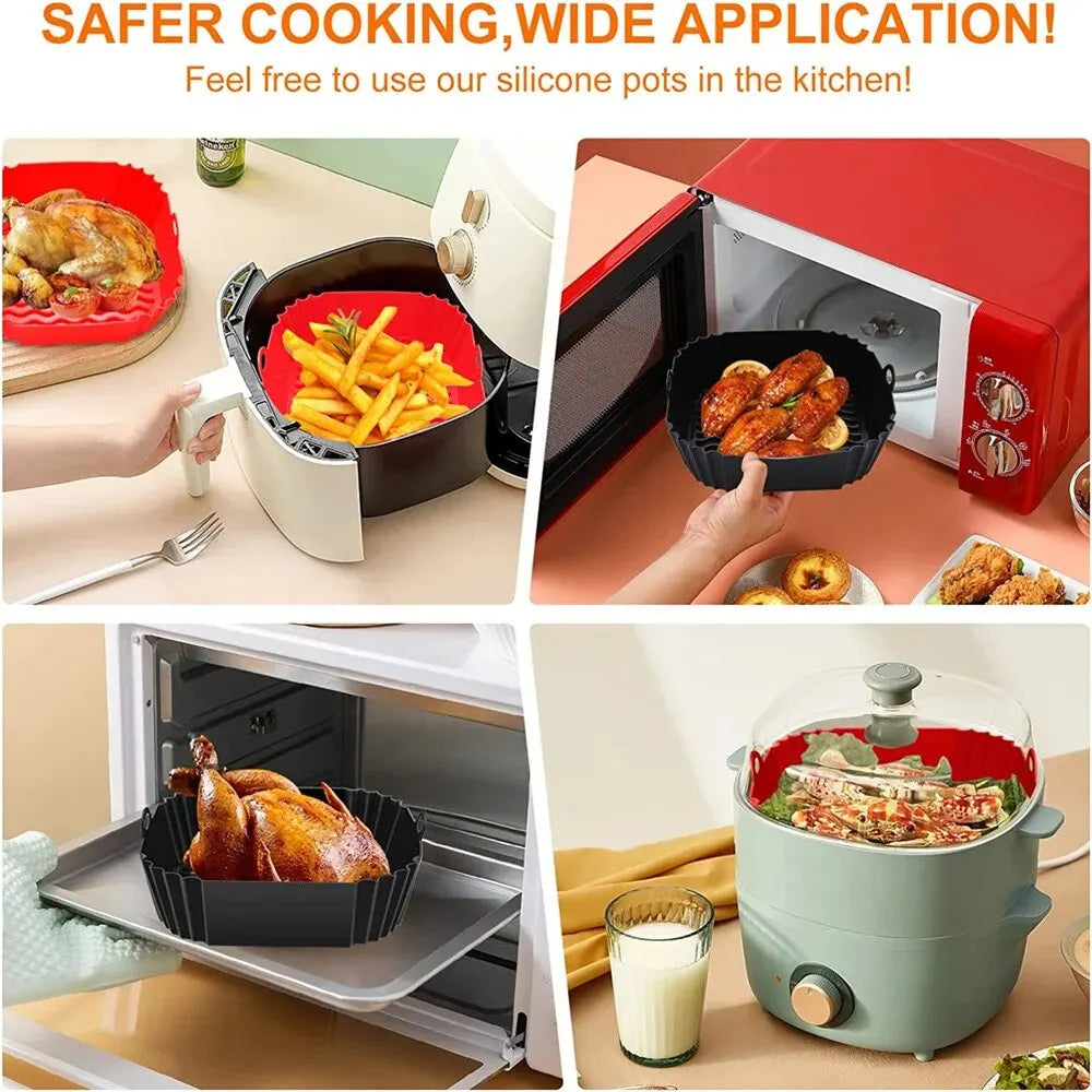 1pc Reusable Airfryer Pan Liner Silicone Air Fryers