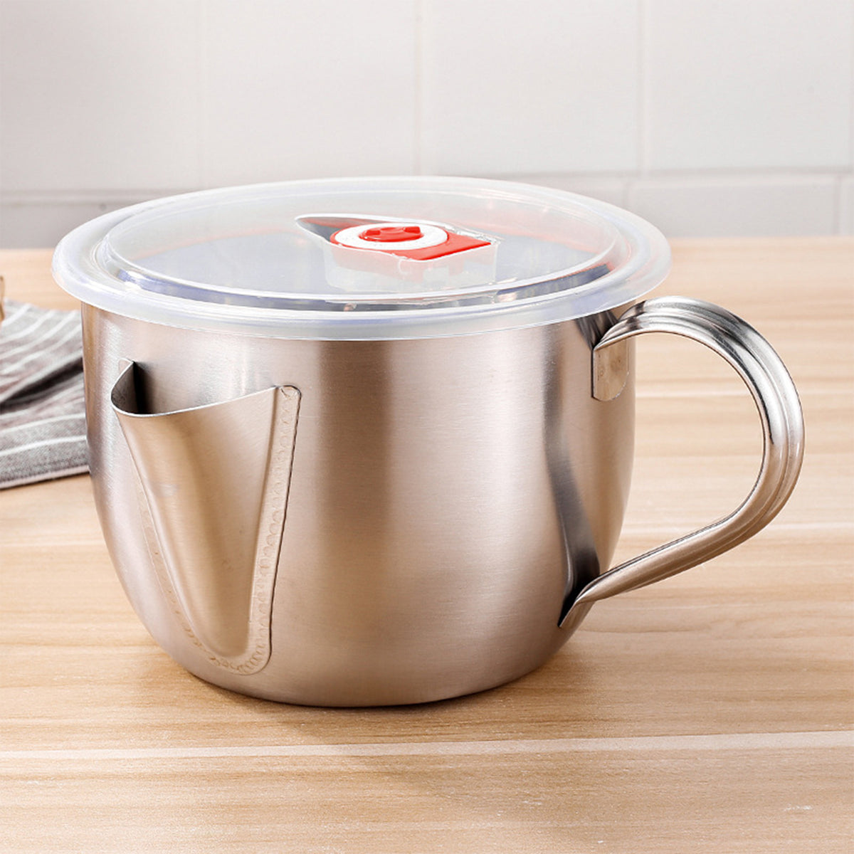 1000ml Stainless Steel Oil Filter Soup Pot Grease