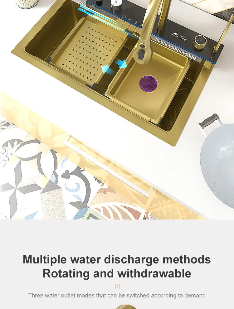 Various Waterfall Sink Stainless Steel Large Slot Digital