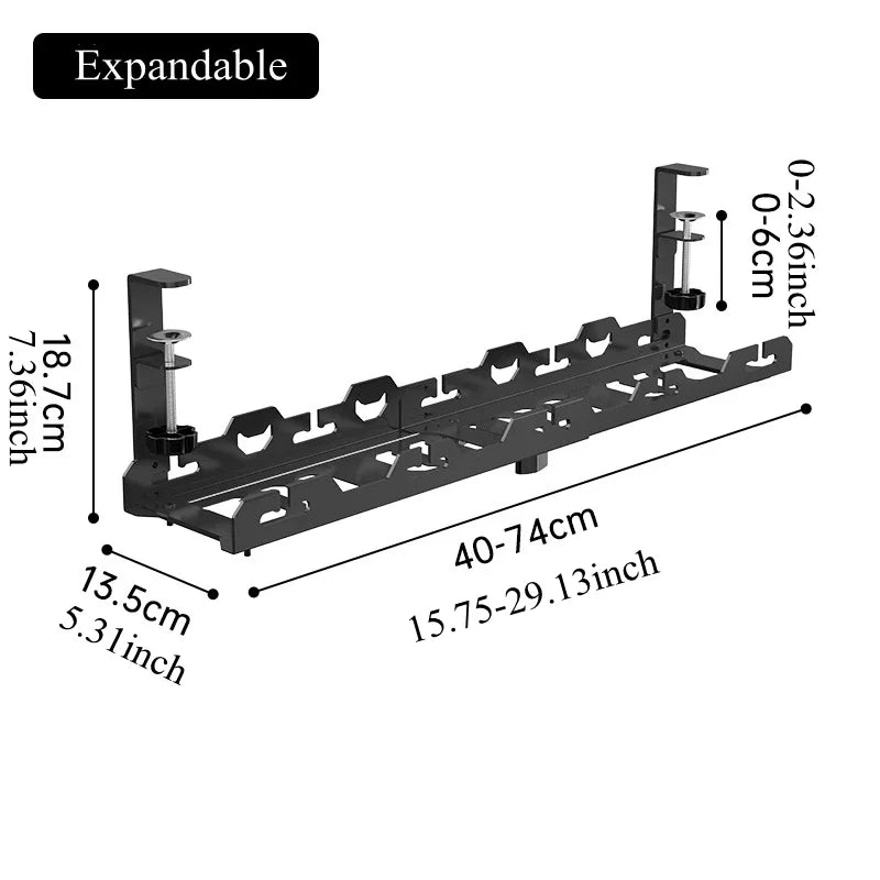 Telescopic Under Table Storage Rack Metal Cable Management