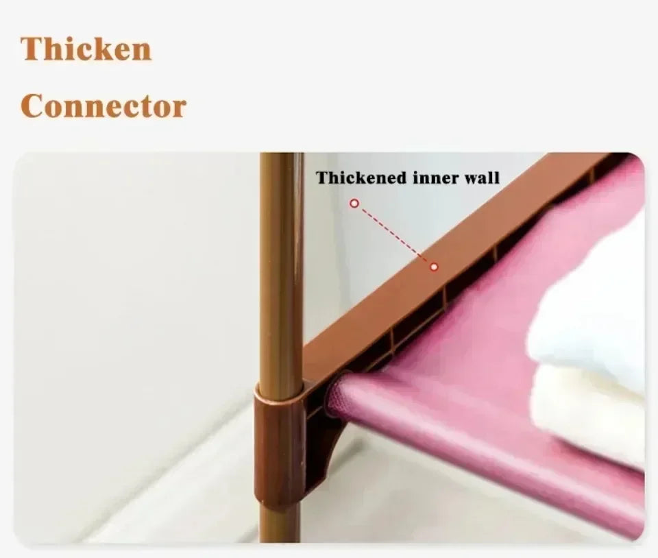 Simple Floor Standing Clothes Drying Rack Wheels Storage