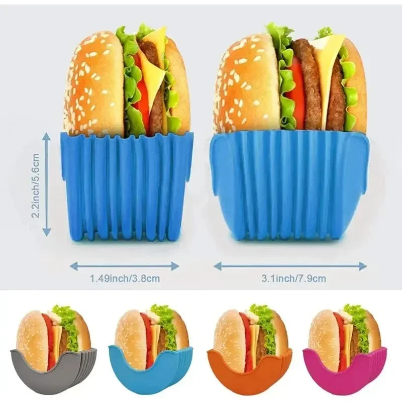 1-4pcs Reusable Burger Rack Useful Silicone Frame Burger