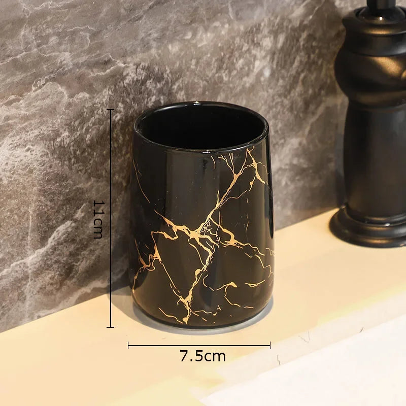 Creative Marble Texture Ceramic Toothbrush Cup Bathroom Soap